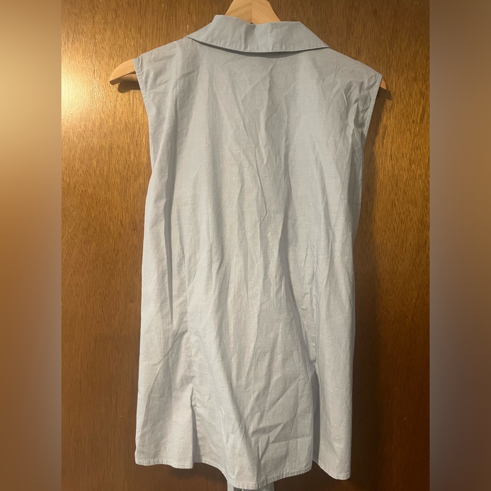 NWT Lane Bryant Sleeveless Blouse Wraparound Top Size 16 Light Blue Cotton 1x - Picture 7 of 7